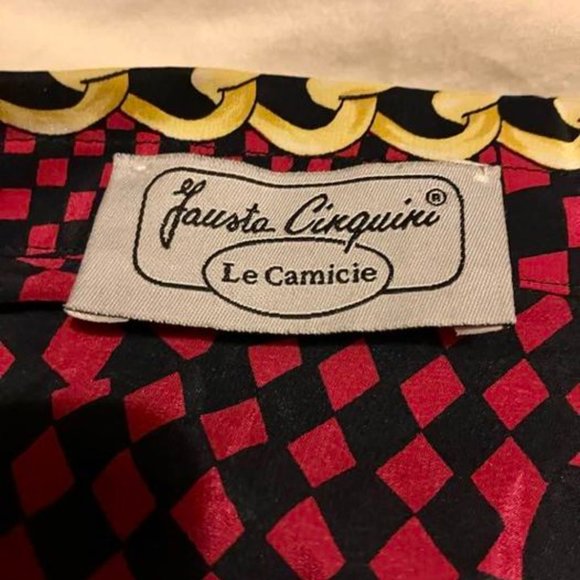 VINTAGE Italian designer Fausta Cinquini 1980s patterned silk blouse - Picture 6 of 8